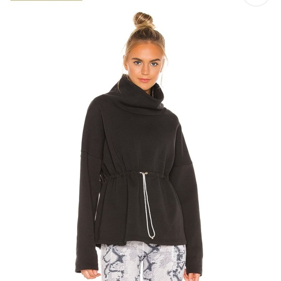 Varley Barton Sweatshirt Cinch Waist Black Funnel Neck Small Womens - Picture 2 of 8